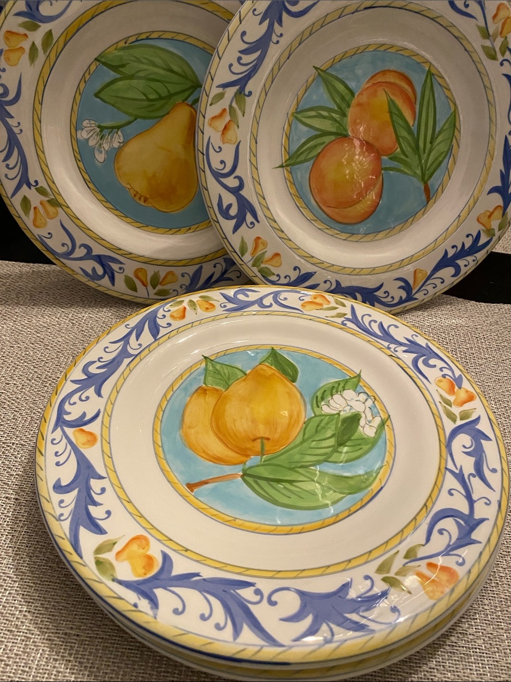 Kari Design Desert Ridge Imports Mediterranean Fruit motif Salad Plates 4 pcs